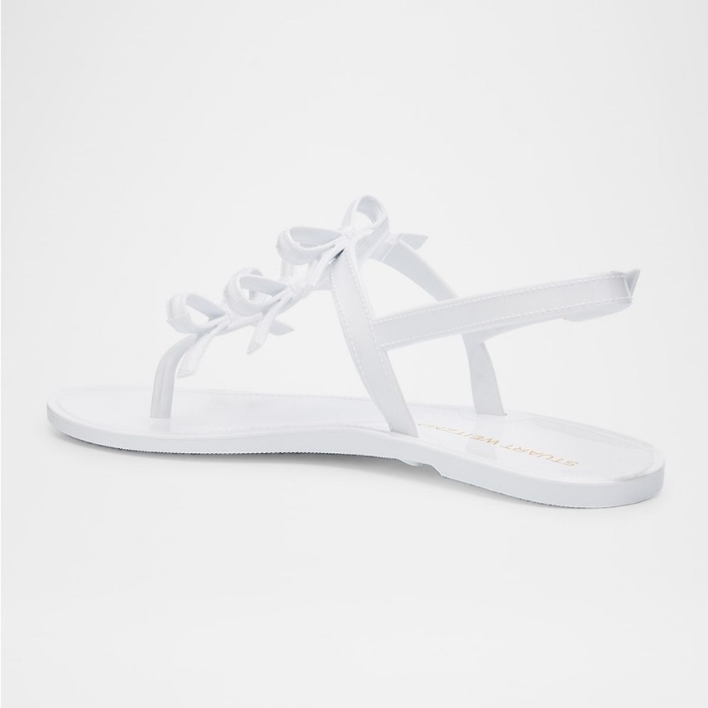 Women’s Size 8 (Euro Sz 39) Staurt Weitzman Felicity Bow Jelly Sandals In White - Picture 4 of 14